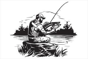 pêcheur pêche silhouette illustration vecteur