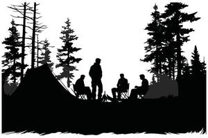 camping noir silhouette vecteur