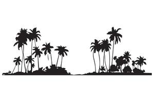 cette ensemble de détaillé paume et noix de coco arbre silhouette des illustrations vecteur