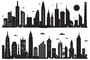 ville bâtiments silhouette illustration gratuit conception isolé sur blanc Contexte vecteur
