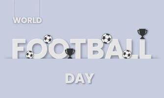 monde Football journée illustration de dix décembre avec lumière Contexte. papier Couper style. vecteur