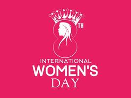 fête de international aux femmes journée Mars 8, illustration conception de femelle visage dans figure huit, isolé sur rose Contexte vecteur