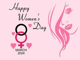 fête de international aux femmes journée sur Mars 8, conception de rose silhouette de femme visage et le sexe symbole ensemble avec nombre huit, isolé sur rose Contexte vecteur