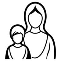 magnifique mère silhouette avec bébé. doublure logo illustration sur blanc Contexte. mère journée carte vecteur