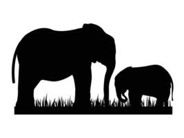 silhouette l'éléphant animal de la mère journée plat conception vecteur