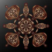 3d mandala kaléidoscope ethnique motifs pente métallique stylisé flocon de neige élément vecteur