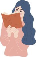 beauté se détendre femme étudiant en train de lire livre personnage illustration graphique dessin animé art vecteur