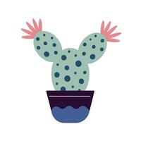 coloré épanouissement cactus, succulent dans pot. mignonne main tiré esquisser de cactus. griffonnage style, plat conception. scandinave, boho style. exotique et tropical usine, Accueil décor vecteur