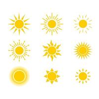 Soleil Icônes symbole ensemble. vecteur