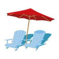 plage plate-forme chaise avec parapluie. été vacances. salon. illustration vecteur