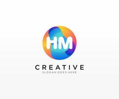 hum initiale logo avec coloré cercle modèle . vecteur