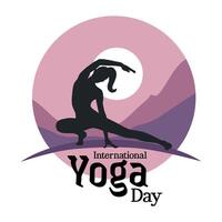international yoga journée. femme dans yoga corps posture sur Contexte. Créatif illustration. vecteur