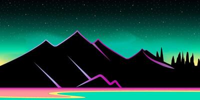 Facile conception Contexte de montagnes avec foncé couleurs et vert ciel, illustration vecteur