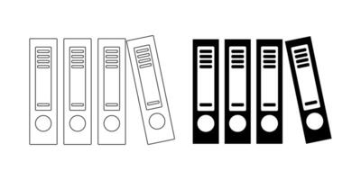 contour silhouette classeurs icône ensemble isolé sur blanc Contexte vecteur