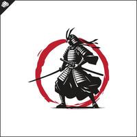samouraï. Japon guerrier avec katana pelouse. vecteur