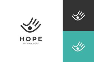 les gens espère logo icône conception avec main ligne graphique symbole pour charité logo panneaux vecteur
