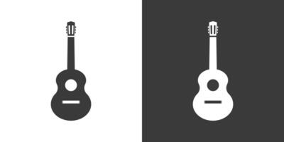 classique guitare icône noir et blanc style. classique guitare noir icône silhouette sur blanc Contexte et un inversé Couleur sur noir Contexte. Facile guitare icône pour studio la toile, mobile application, l'image de marque vecteur