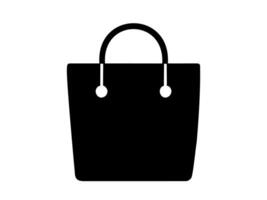 noir fourre-tout sac silhouette. art. Facile monochrome achats sac icône. minimaliste conception. logo, pictogramme, signe, imprimer. concept de réutilisable Sacs, respectueux de la nature achats. isolé sur blanc toile de fond vecteur