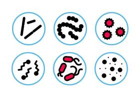 bactéries, microbes et virus dans cercles ensemble. plat illustration isolé sur une blanc Contexte. vecteur