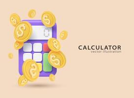 3d icône calculatrice. concept de financier la gestion vecteur