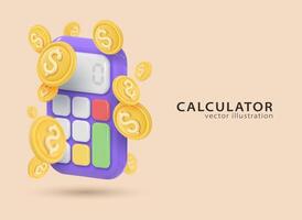 3d icône calculatrice. concept de financier la gestion vecteur