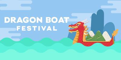 dragon bateau Festival horizontal bannière illustration vecteur