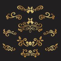 ensemble de d'or ancien ornement avec frontière, cadre, couronne, orné, mandala et luxe éléments, adapté pour ancien conception ou mariage invitation carte vecteur