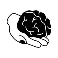 Humain cerveau sur main, concept isométrique icône de artificiel intelligence cerveau vecteur
