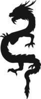 chinois dragon silhouette. chinois dragon symbole. isolé noir silhouette vecteur