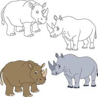 rhinocéros clipart. sauvage animaux clipart collection pour les amoureux de jungles et faune. cette ensemble volonté être une parfait une addition à votre safari et sur le thème du zoo projets. vecteur