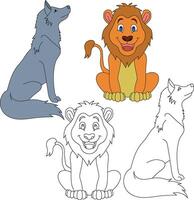 Lion et Loup clipart. sauvage animaux clipart collection pour les amoureux de jungles et faune. cette ensemble volonté être une parfait une addition à votre safari et sur le thème du zoo projets vecteur