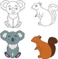 koala et écureuil clipart. sauvage animaux clipart collection pour les amoureux de jungles et faune. cette ensemble volonté être une parfait une addition à votre safari et sur le thème du zoo projets vecteur