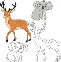 koala et cerf clipart. sauvage animaux clipart collection pour les amoureux de jungles et faune. cette ensemble volonté être une parfait une addition à votre safari et sur le thème du zoo projets vecteur