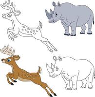 cerf et rhinocéros clipart. sauvage animaux clipart collection pour les amoureux de jungles et faune. cette ensemble volonté être une parfait une addition à votre safari et sur le thème du zoo projets vecteur