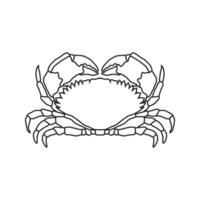 Crabe contour illustration. Fruit de mer magasin logo l'image de marque modèle pour artisanat nourriture emballage ou restaurant conception. vecteur