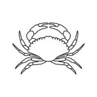 Crabe contour illustration. Fruit de mer magasin logo l'image de marque modèle pour artisanat nourriture emballage ou restaurant conception. vecteur