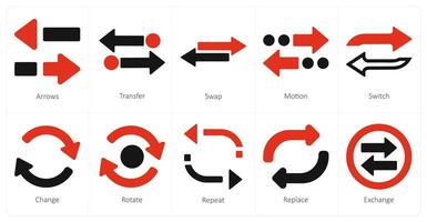 une ensemble de dix flèches Icônes comme flèches, transfert, échanger vecteur