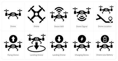 une ensemble de dix drone Icônes comme drone, drone Wifi, drone signal vecteur