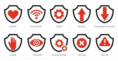 une ensemble de dix Sécurité Icônes comme préféré, sécurisé Wifi, bouclier, Sécurité vecteur