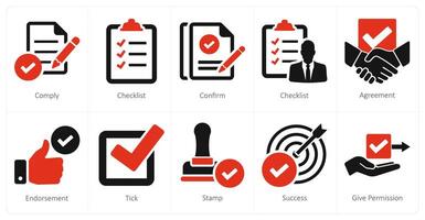 une ensemble de dix coche Icônes comme se conformer, liste de contrôle, confirmer vecteur