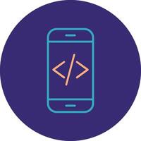app développement ligne deux Couleur cercle icône vecteur