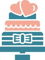 icône de deux couleurs de glyphe de gâteau de mariage vecteur