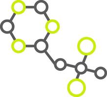 ligne de molécules icône de deux couleurs vecteur