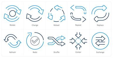 une ensemble de dix flèches Icônes comme tourner, changement, recharger vecteur