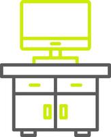 icône de deux couleurs de ligne de table de télévision vecteur