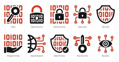 une ensemble de dix Sécurité Icônes comme données, Les données sécurité, Les données fermer à clé vecteur