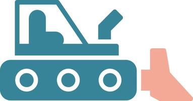 icône de deux couleurs de glyphe de bulldozer vecteur
