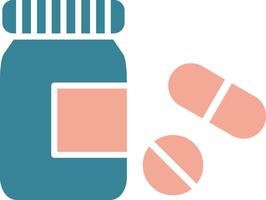 icône de deux couleurs de glyphe de bouteille de pilules vecteur