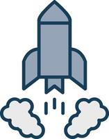 fusée lancement ligne rempli gris icône vecteur
