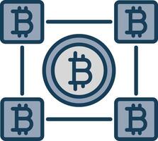 bitcoin blocs ligne rempli gris icône vecteur